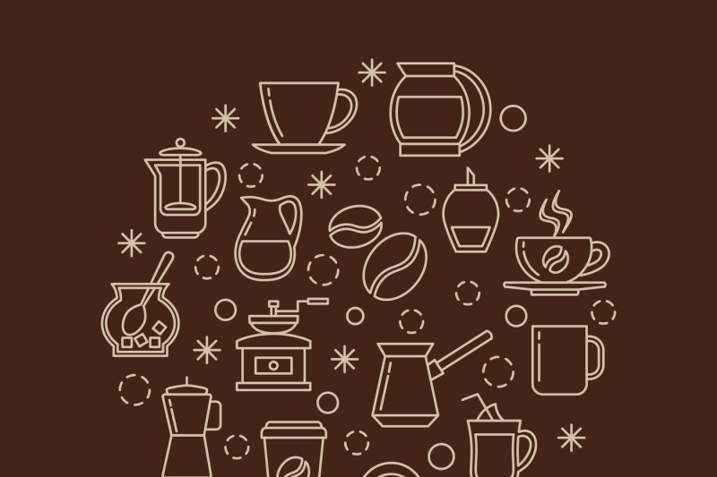 coffee-outline-icons-in-circle-design