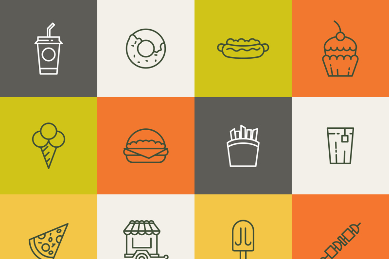 take-away-food-linear-vector-icons