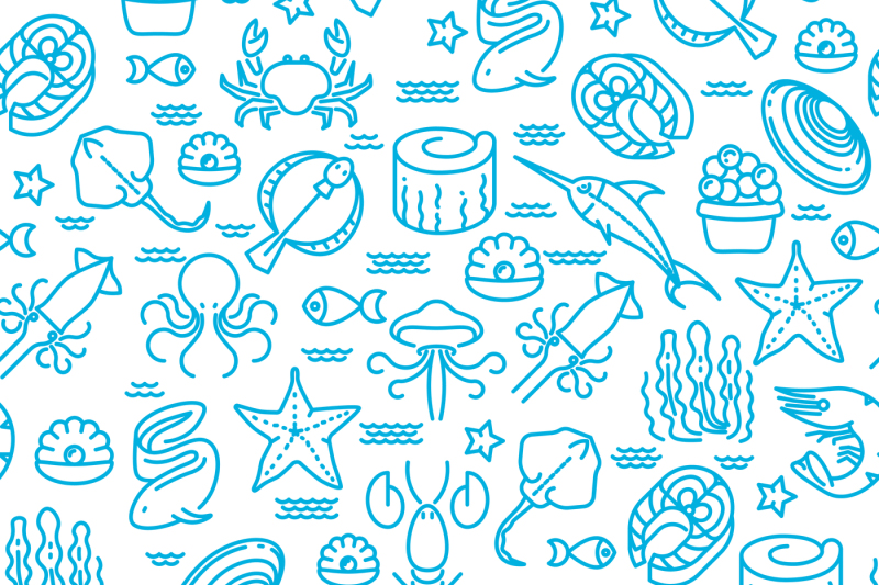 outline-seafood-sushi-seamless-vector-pattern