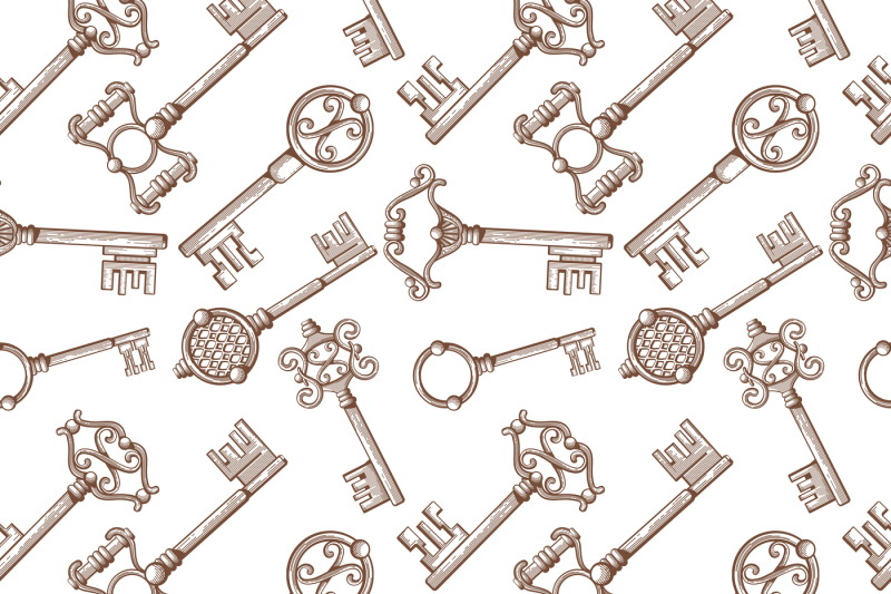 vintage-lock-and-key-vector-seamless-pattern