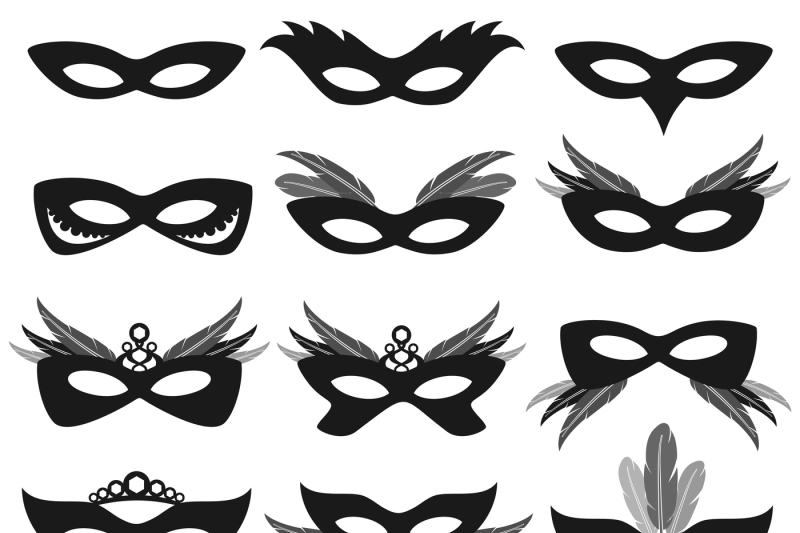 black-carnival-party-face-masks-isolated-on-white-vector-set