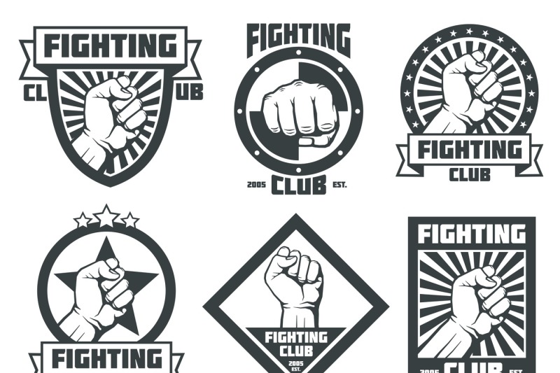 fighting-club-mma-lucha-libre-vintage-vector-emblems-labels-badges-log