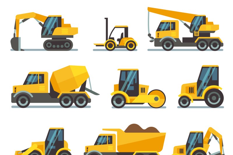 industrial-construction-equipment-and-machinery-flat-vector-icons