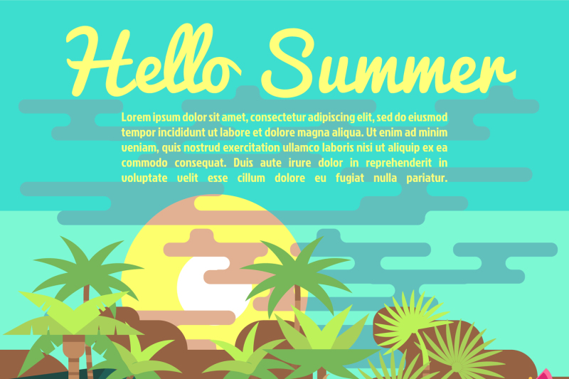 tropics-summer-vacation-vector-background-in-trendy-flat-style
