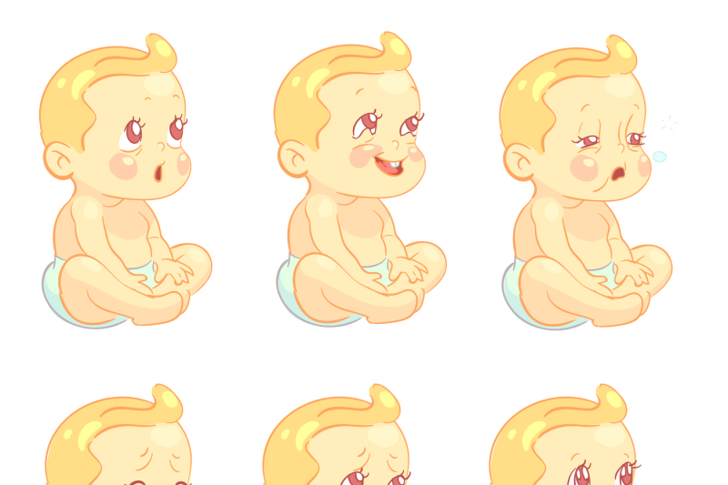 baby-child-emotions-vector-set