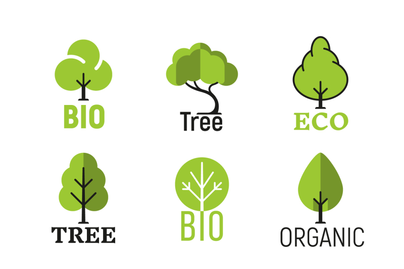 vector-tree-organic-eco-bio-logo-set