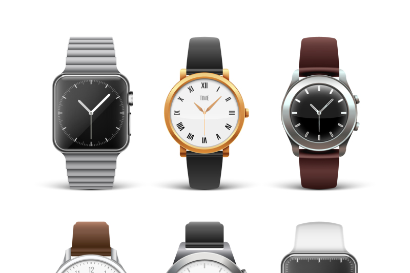 classic-watches-isolated-on-white-vector-set