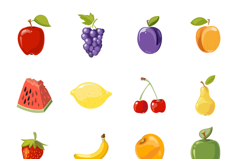 vector-juicy-fruits-collection-isolated-over-white