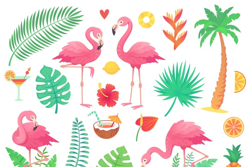 pink-flamingo-and-tropical-plants-beach-palm-african-plant-leafs-ra