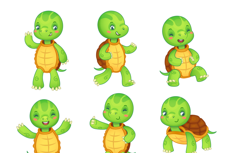 cartoon-turtle-cute-kids-turtles-wild-animals-character-set-tortois
