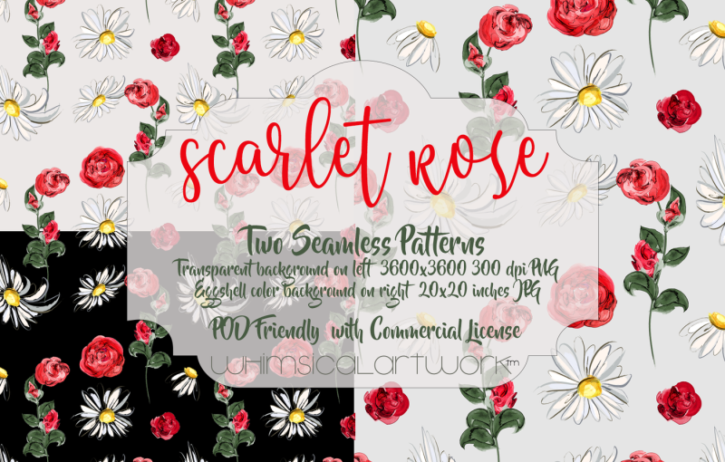 scarlet-rose-watercolor-floral-elements