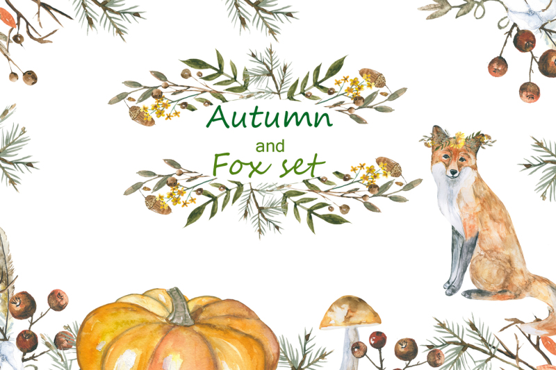 autumn-and-foxes-animals-set