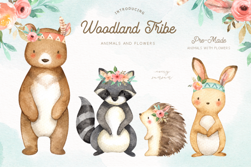 woodland-tribe-watercolor-clip-art
