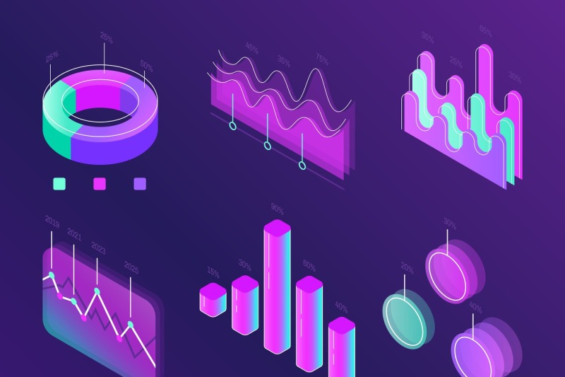 business-statistic-digital-infographic-charts-modern-isometric-info-g