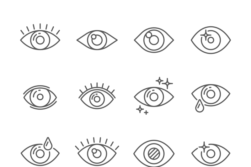 black-pictogram-of-eyesight-or-looking-eye-line-icons-eyeball-watch