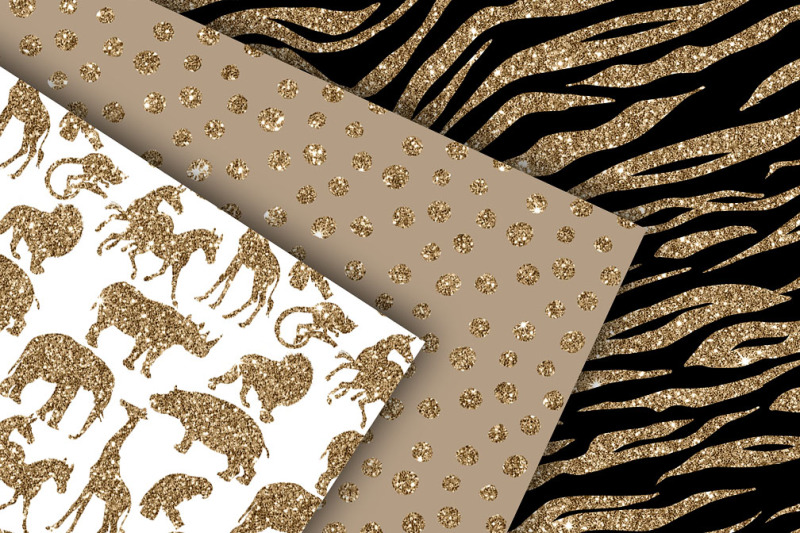 gold-glitter-safari-digital-paper