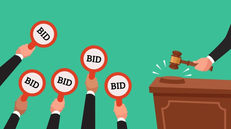 auctioneer-hold-gavel-in-hand-buyers-raising-arm-holding-bid-paddles