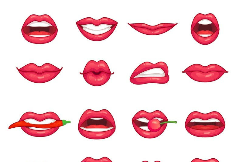 lips-collection-beautiful-girl-smiling-kissing-biting-pepper-cherr