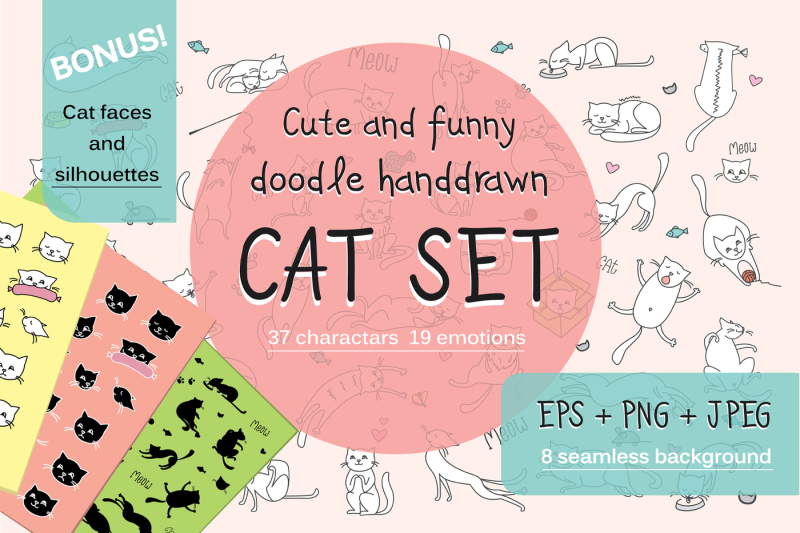 huge-set-of-doodle-funny-cats