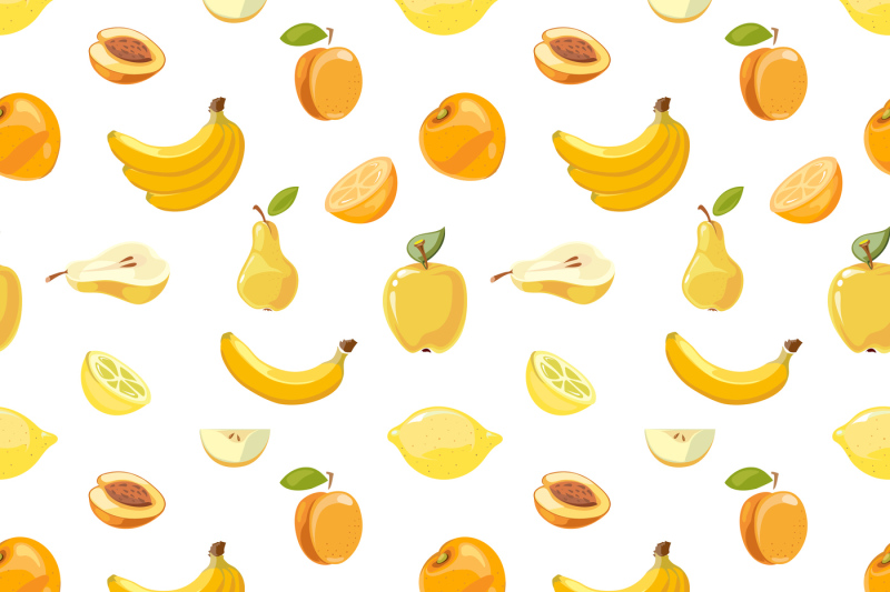 yellow-fruits-seamless-pattern-over-white-background