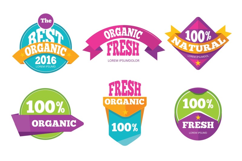 colorful-organic-fresh-natural-labels-set