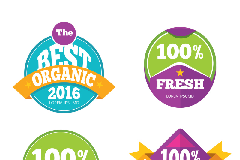 colorful-organic-fresh-natural-labels-set