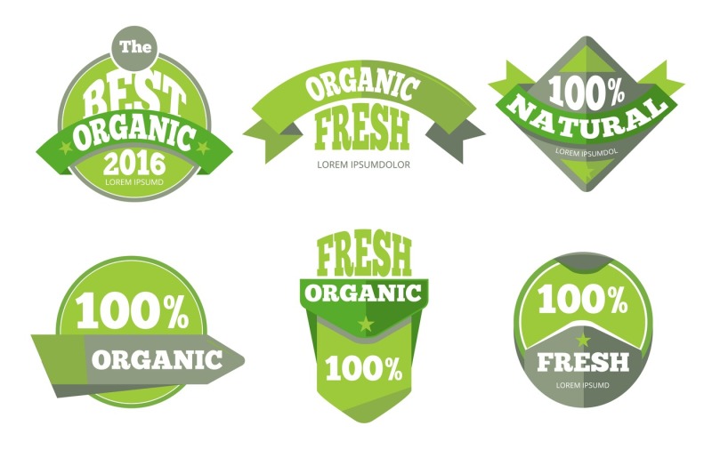 green-organic-natural-labels-set