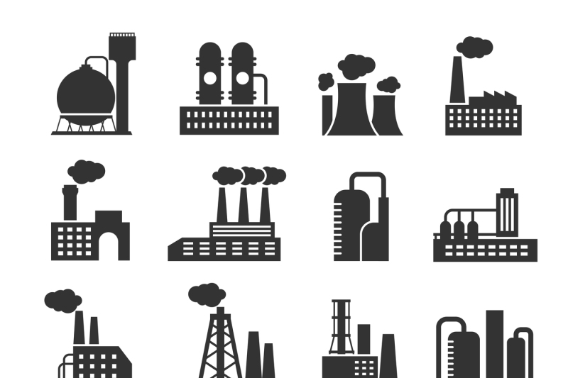 industrial-factory-and-plant-buildings-vector-icons-set