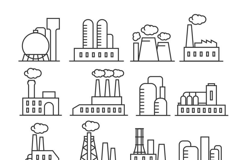 factory-and-plant-thin-line-vector-icons