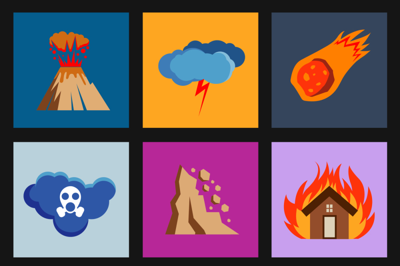 flat-disaster-damage-vector-icons
