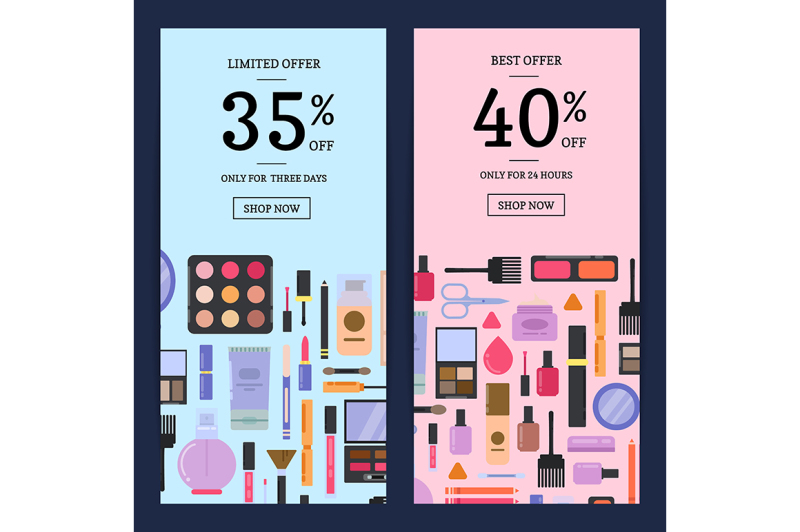 vector-sale-banners-makeup-and-skincare-in-flat-style-backgrounds