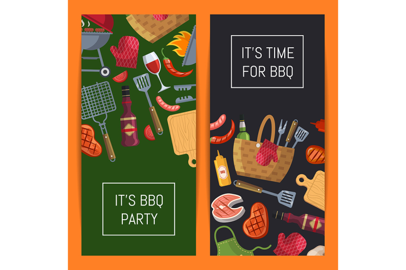 barbecue-or-grill-elements-banner-templates