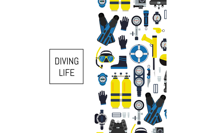 vector-underwater-diving-equipment-illustration-in-flat-style