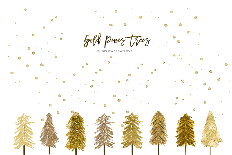 conifer-tree-clip-art-forest-scene-clip-art-golden-glitter-clip-art