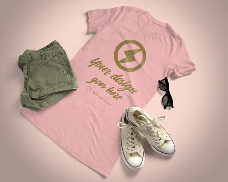 Free Ladies Summer Tee | Mock Up (PSD Mockups)