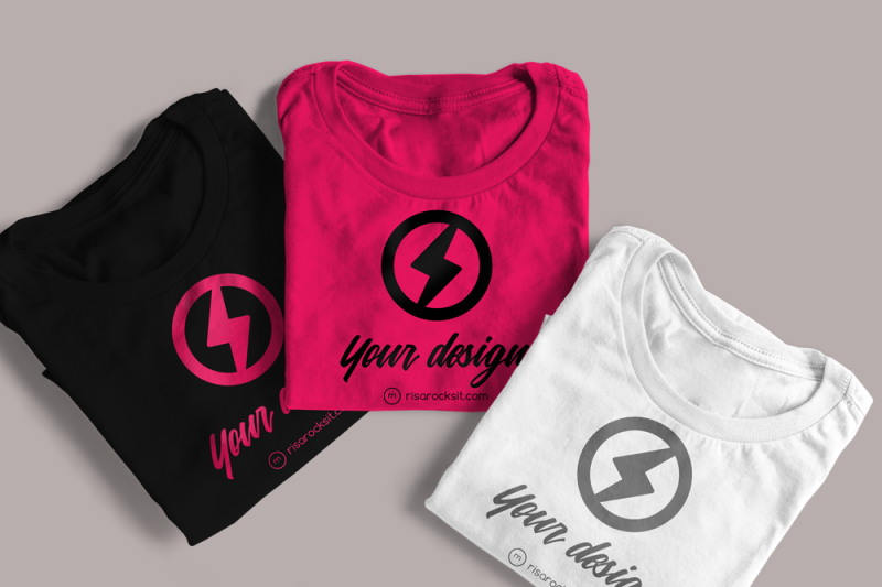 Free Three Folded Tees | Mock Up (PSD Mockups)
