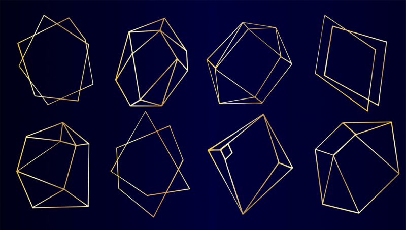 vector-set-of-luxury-golden-crystal-shapes