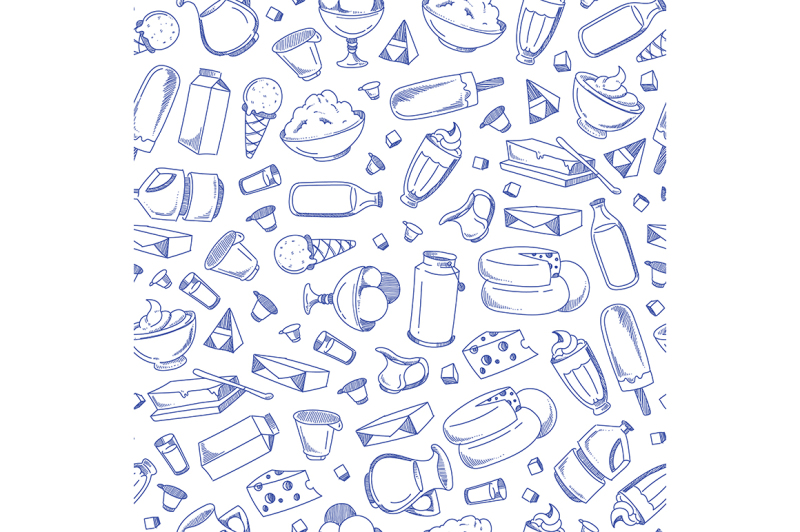 vector-monochrome-hand-drawn-dairy-products-pattern