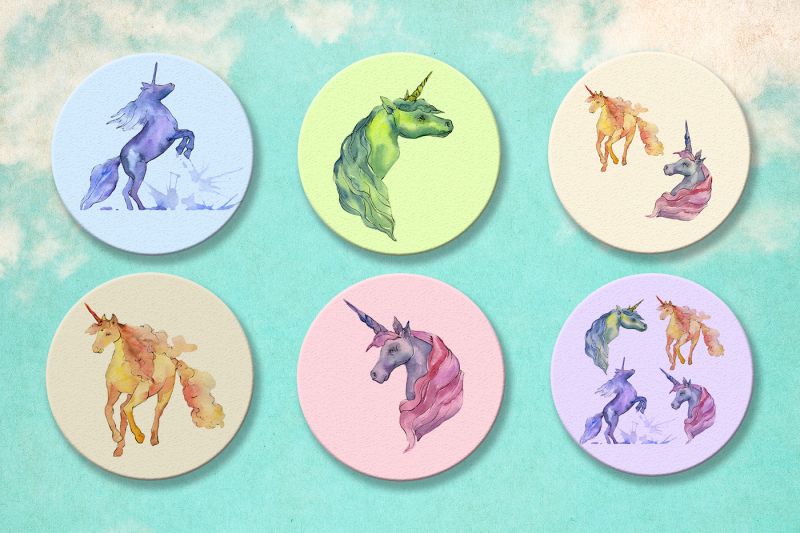 cute-unicorn-horse-png-watercolor-collection-set