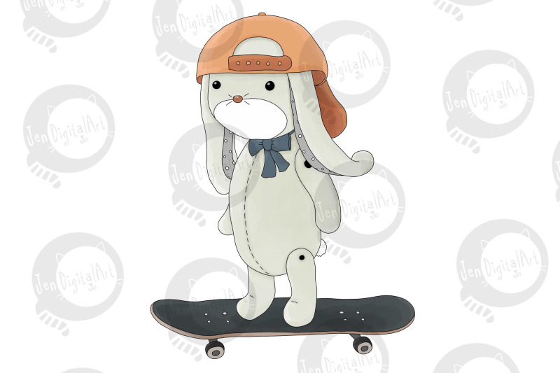 toy-rabbit-on-a-skateboard-clip-art-illustration-png-jpeg