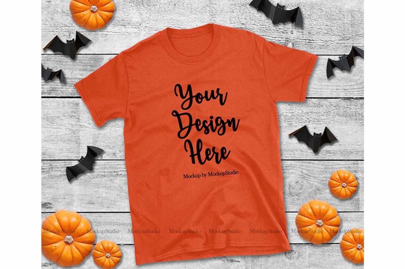 halloween-orange-t-shirt-mockup-gildan-64000-tshirt-flat-lay
