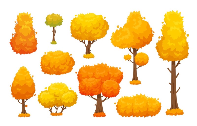 colorful-autumn-trees-cartoon-yellow-fall-tree-and-autumnal-garden-bu