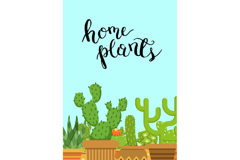 vector-illustration-with-cacti-in-pots-in-flat-style