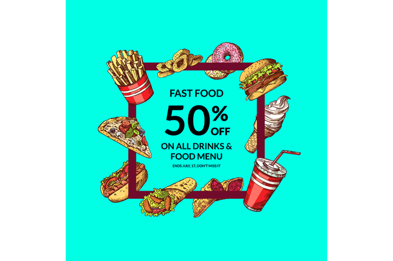 vector-sale-illustration-with-colored-hand-drawn-fast-food-elements