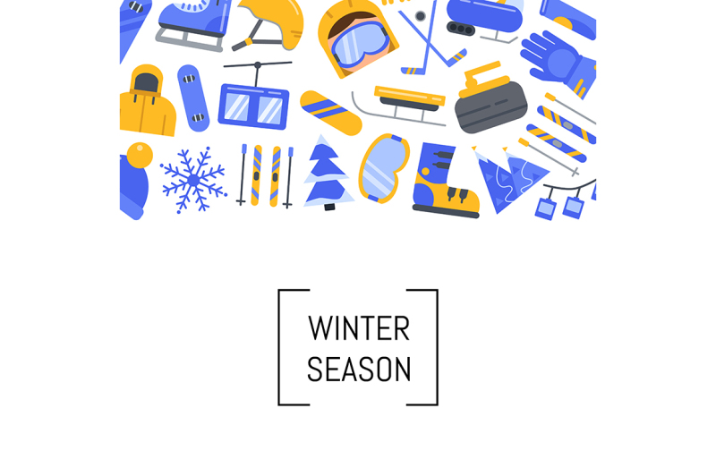 vector-flat-style-winter-sports-equipment-and-attributes