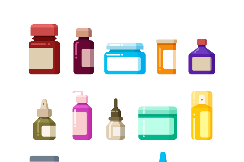 medicine-bottles-for-drugs-pills-and-vitamins-flat-vector-icons