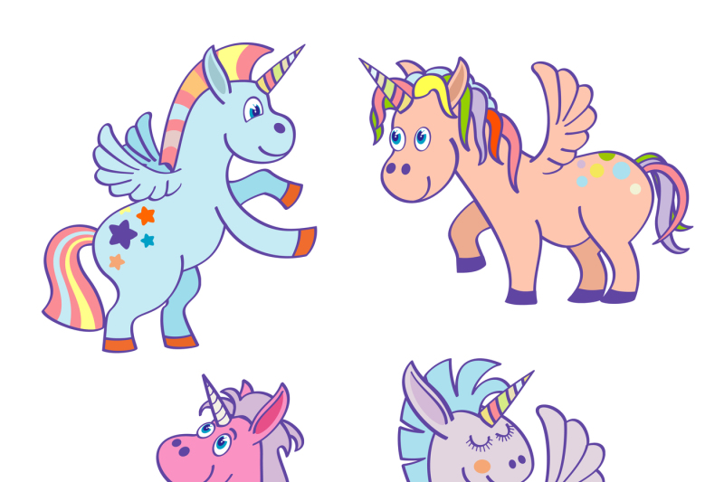 cute-cartoon-miracle-unicorns-vector-set