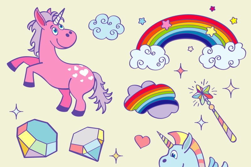 cute-magic-unicorn-rainbow-fairy-wings-wand-stars-and-crystals-vect