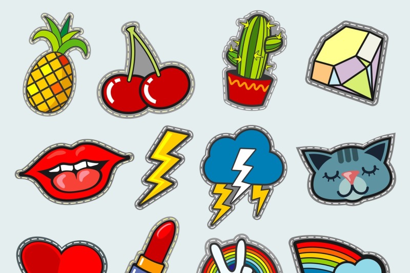 cartoon-patch-badges-vector-stock