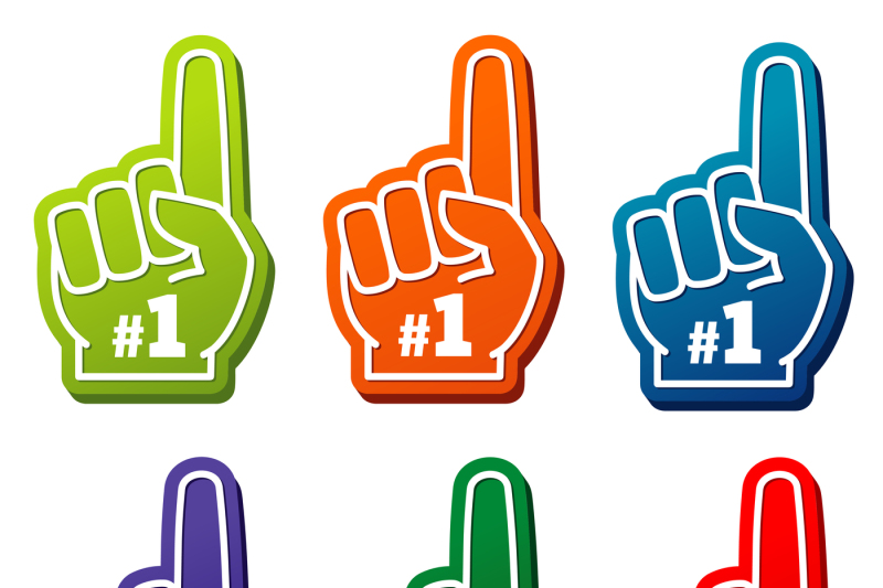 multi-colored-number-1-foam-fingers-vector-icons